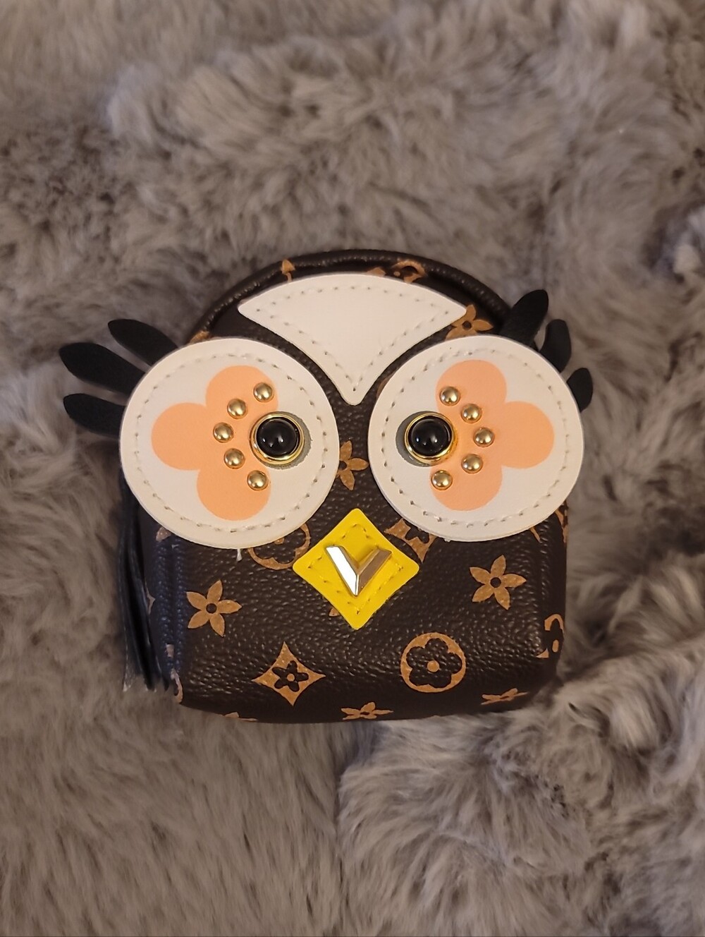 Playful Brown Owl Mini Bag with Floral Motif